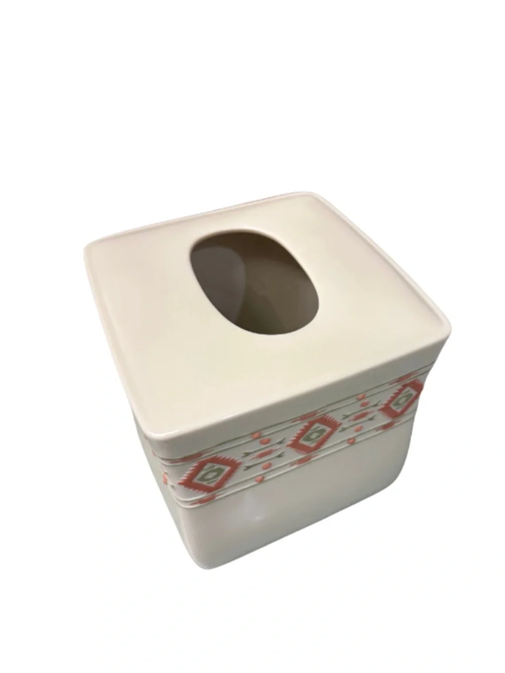 Veratex “Navajo” Ceramic Tissue Box Cover – Southwestern Geometric Décor